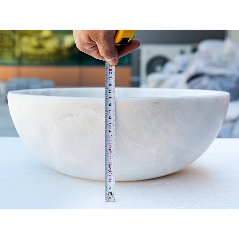 Gobek Carrara White Natural Stone Marble Vessel Sink