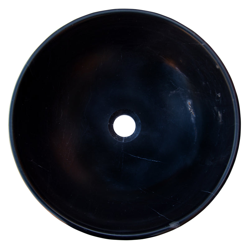 Gobek Toros Black Natural Stone Marble Vessel Sink Polished