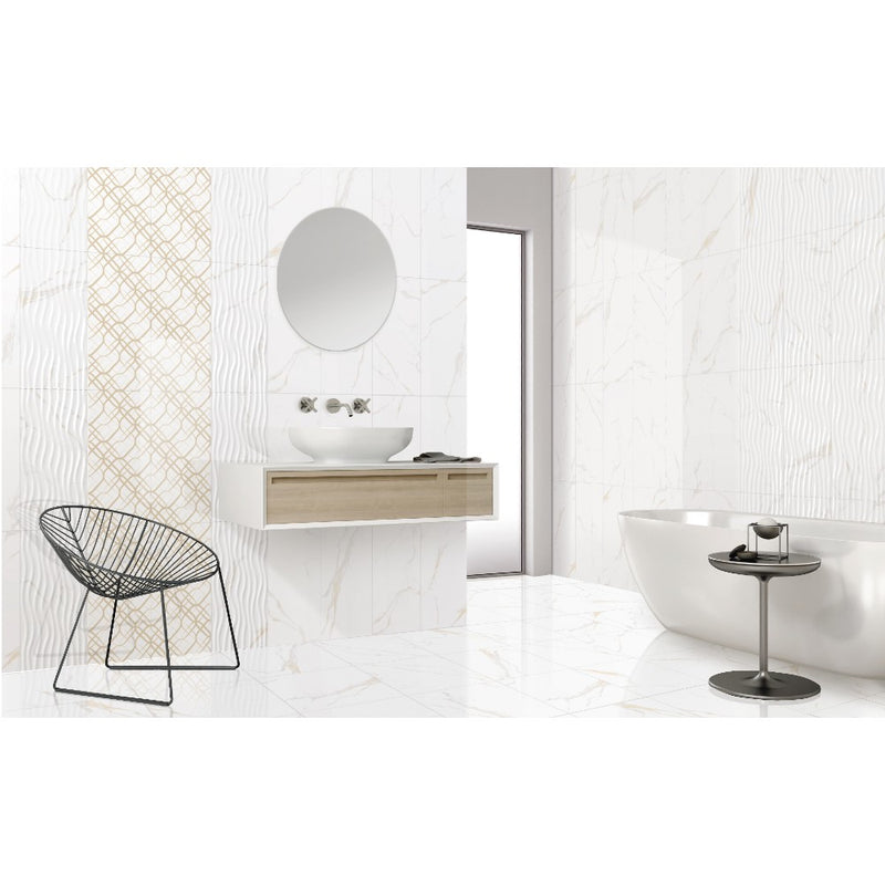 Anka Classic Carrara Gold Glossy Unrectified Porcelain Wall, Floor and Decor Tile
