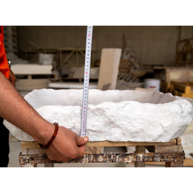 Gobek Carrara Marble Rustic Natural Stone Vessel Sink