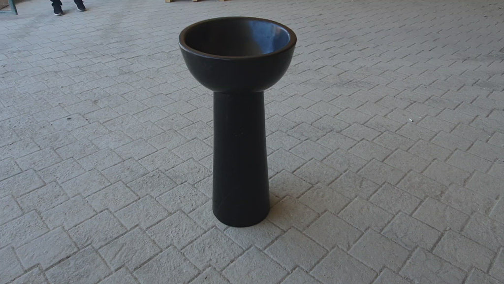 gobek natural stone toros black marble pedestal oval top sink polished  SKU NTRSTC20 Size W:50cm x L:50cm x H:85cm product video
