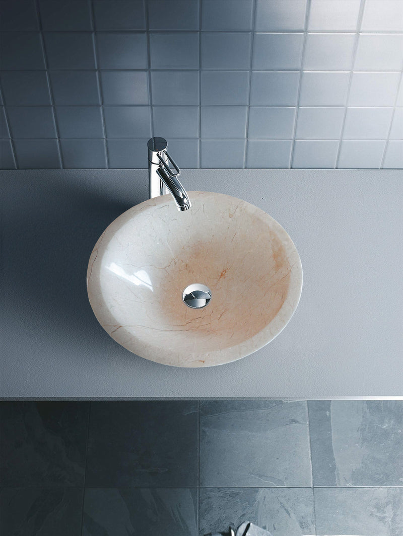 Gobek Crema Marfil Marble Natural Stone Tapered Sink High-Gloss Polished