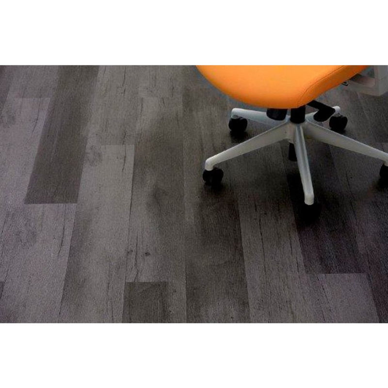ecolay antique elm grey LVT vinyl flooring size 180mmx1200mm thickness 5mm SKU 946409 installed on floor and orange office chair