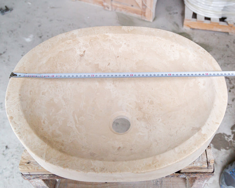 Gobek Natural Stone Light Travertine Special Design Vessel Sink Honed and Filled