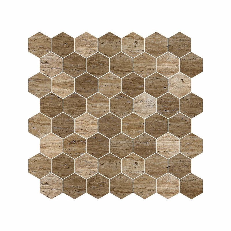 Hexagon Digital Print Marble Look Glass Mosaic Tile - 2