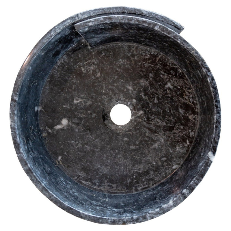 Gobek Special Design Black Marble Natural Stone Round Vessel Sink