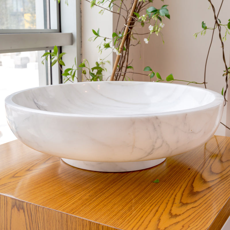 natural stone calacatta white marble vessel sink bowl polished