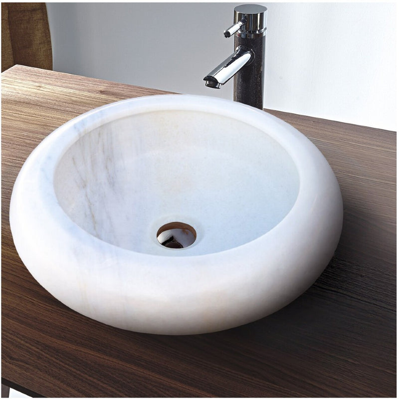 natural stone marble carrara white vessel sink surface polished size diameter 39.3cm x height 15cm SKU202120