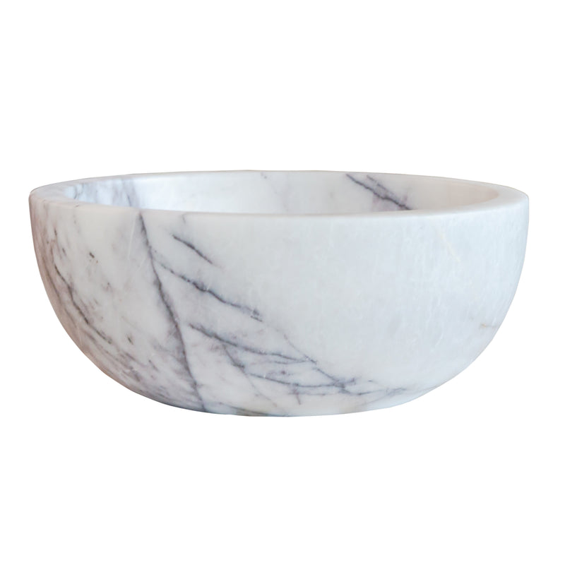 Gobek Natural Stone New York White Marble Round Vessel Sink Polished