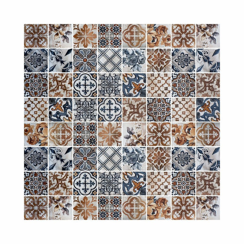 Square Digital Print Mix Pattern Glass Mosaic Tile - 1