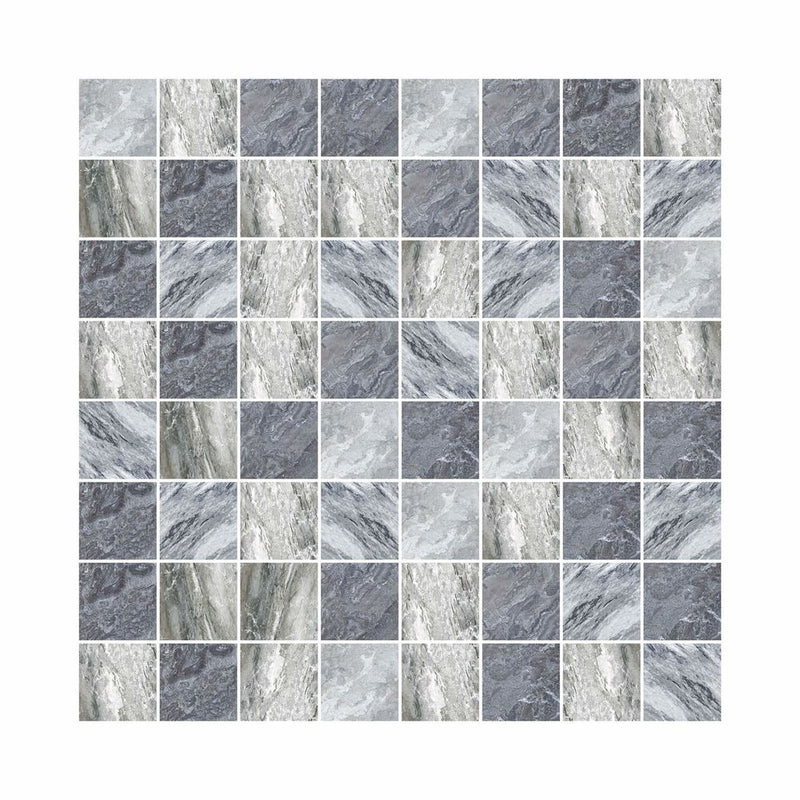 Square Digital Print Marble Look Glass Mosaic Tile - 1