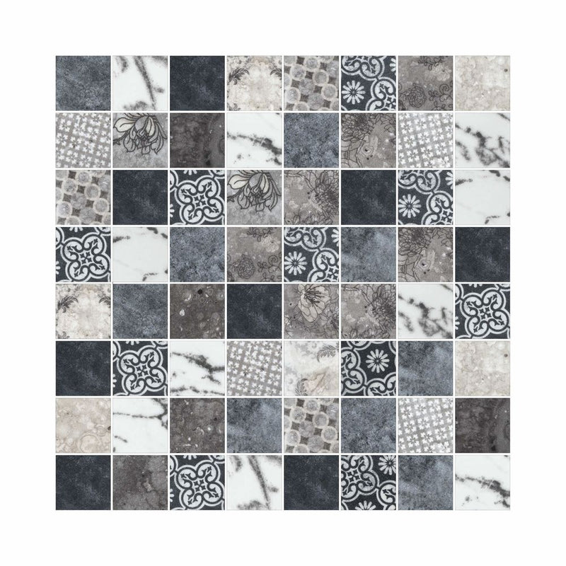 Square Digital Print Mix Pattern Glass Mosaic Tile - 5