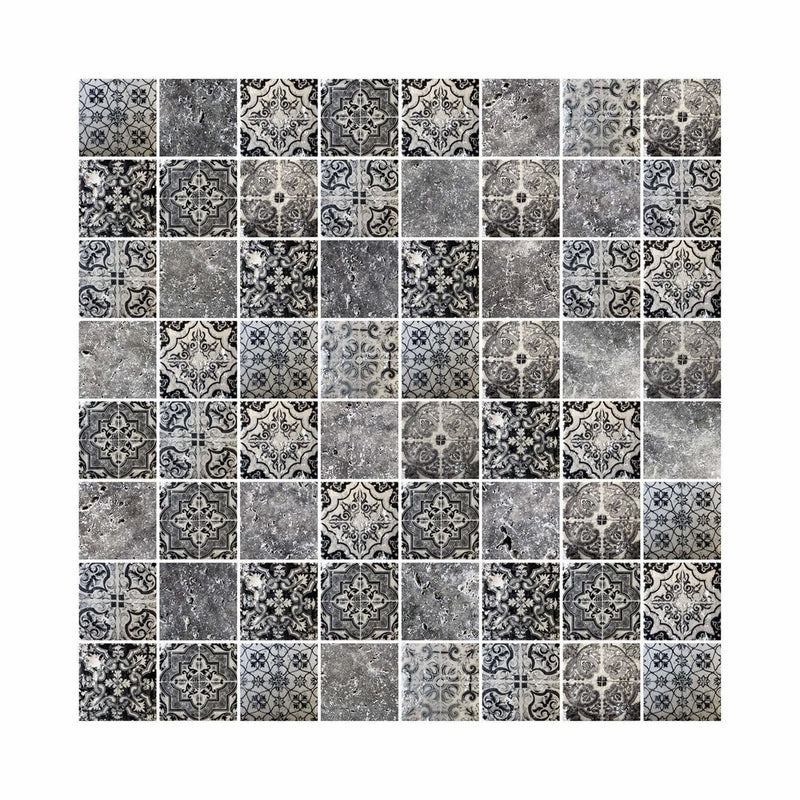 Square Digital Print Mix Pattern Glass Mosaic Tile - 4
