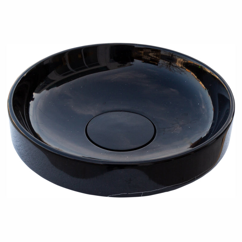 Gobek Toros Black Natural Stone Marble Artistic Vessel Sink Polished-Middle Drain