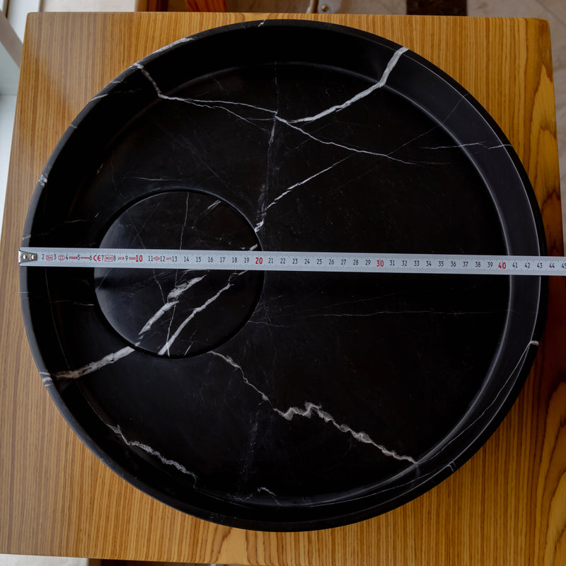 Gobek Toros Black Natural Stone Marble Artistic Vessel Sink Polished