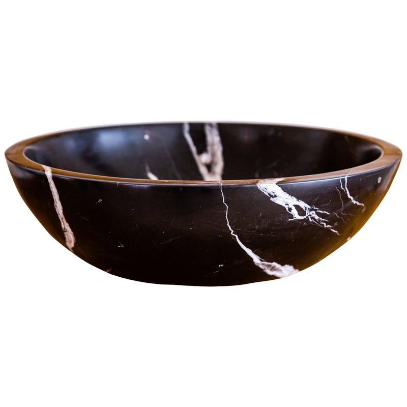 Gobek Toros Black Natural Stone Marble Vessel Sink Bowl Polished