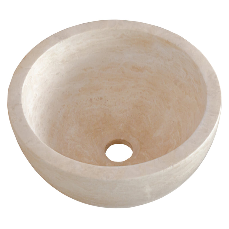 Gobek Troia Light Travertine Natural Stone Vessel Sink Honed and Filled