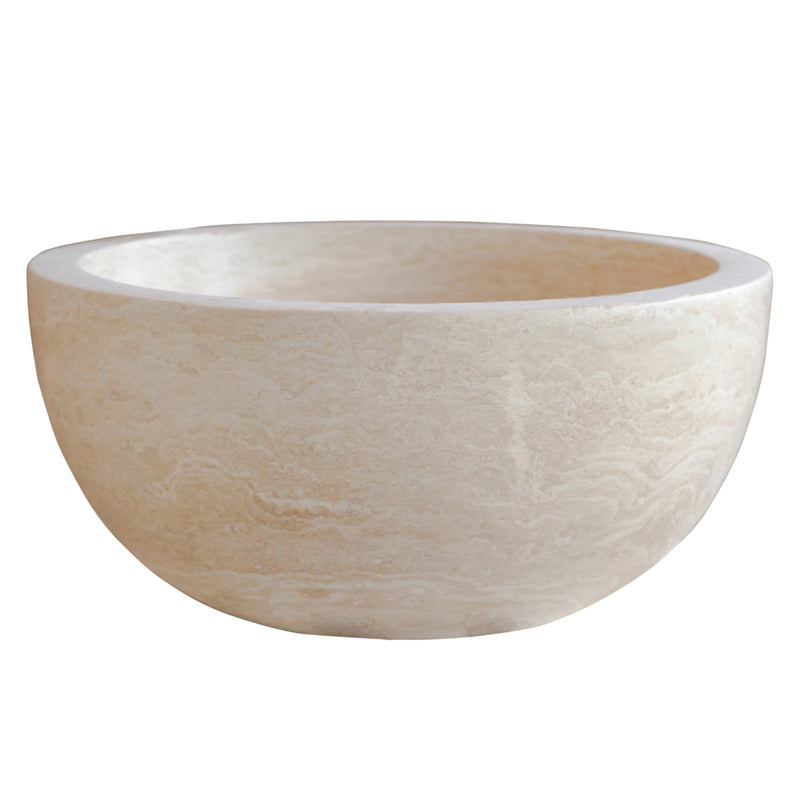 Gobek Troia Light Travertine Natural Stone Vessel Sink Honed and Filled
